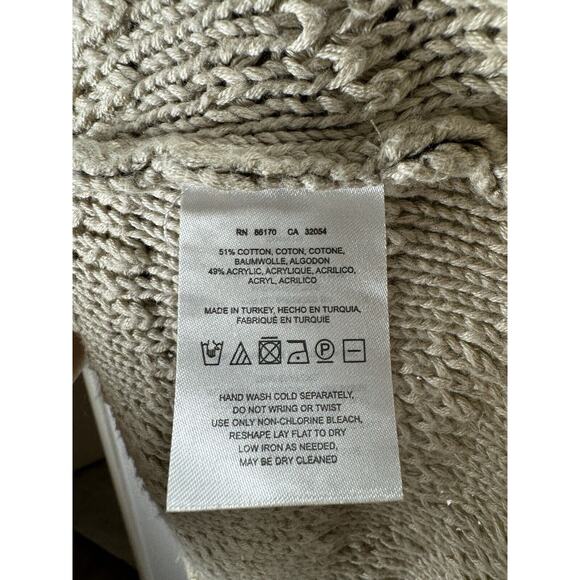 Moth Beige Chunky Knit Metallic Gold Glam Bohemian Quiet Luxury Sweater Tunic M - Picture 3 of 5